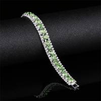 New Fashionable and Exquisite Bridal Wedding Accessories Full of Diamond Colorful Bracelets for Girls Jewelry  Green