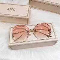 Sunglasses for women ins new round face Korean style fashion sunglasses anti-ultraviolet big face slim summer  Pink