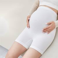 Pantalones de seguridad para mujeres embarazadas, pantalones ultrafinos sin costuras, con sensación de nube, antiexposición, de tres puntos, de cintura alta, que sostienen el vientre, para usar dentro de los pantalones cortos de las mujeres embarazadas  Blanco