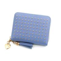 New Korean style ladies student wallet short fashion coin purse zipper small wallet tassel multifunctional card holder  Blue