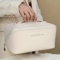 Cosmetic bag for women new portable toiletries storage bag large capacity travel multifunctional princess makeup brush bag  White