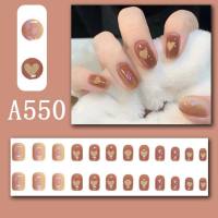 Summer fresh, sweet and cool style manicure, wearable nail pieces, French line blending, removable fake nail pieces, finished product  Style 2