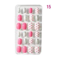 Zhifei manicure 24 pieces in bags, wearable wearable nail patches, finished nail art, children's patches, nail art, finished nail patches  Multicolor