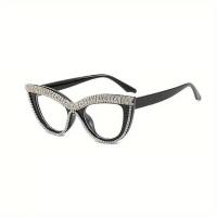 Katzenauge Diamant flache Brille Anti-Blaulicht neue Mode Brillengestell Persönlichkeit Sonnenbrille Brillengestell Trend isn Sonnenbrille  Weiß