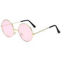 Runde Retro-Sonnenbrille. Bunte, trendige Brille mit rundem Rahmen. Farbige Gläser. Prince-Brille  Rosa