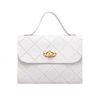 Petit sac carré rayé en diamant pour femmes, sacs à main de style coréen, sac à la mode  blanc