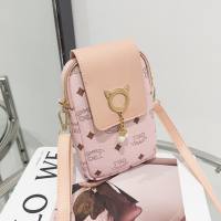 Fashion printed mobile phone bag small bag women's storage bag high-end shoulder messenger bag women  Pink