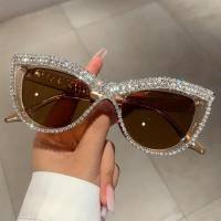 Katzenauge Diamant flache Brille Anti-Blaulicht neue Mode Brillengestell Persönlichkeit Sonnenbrille Brillengestell Trend isn Sonnenbrille  Kaffee