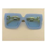 New chain anti-ultraviolet sunglasses European and American fashion square frame women's high-end sunglasses  Blue