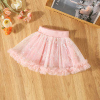 New summer wide belt fluffy flower mini skirt  Pink