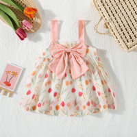 Summer new bow strap tulip dress  Pink