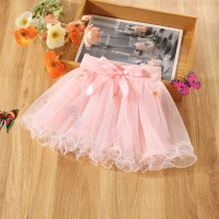 Summer new skirt bow wide waist cartoon flower tutu skirt  Pink