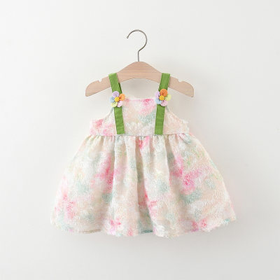 Novo vestido suspensor de arco-íris de girassol para meninas de verão