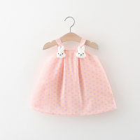 Summer new style rabbit polka dot suspender skirt  Pink