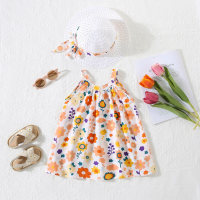 Summer new style beach suspender skirt with flowers all over the body  Orange