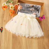 Summer new skirt bow wide waist cartoon flower tutu skirt  Apricot
