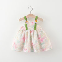 Nuevo vestido con tirantes de arcoíris y girasoles para niñas de verano  Albaricoque