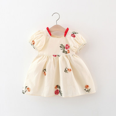 New summer style full-body embroidered puff sleeve dress