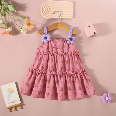 New summer two small flowers Korean style small floral suspender thousand layer skirt