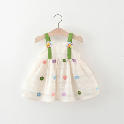 Nuevo vestido de tirantes de dos girasoles para niñas de verano con flores de colores