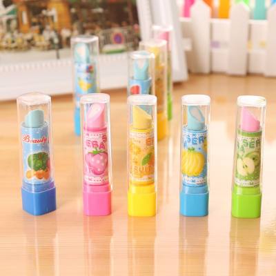 Cartoon cute creative lipstick eraser for primary school students fruit shaped plasticine children's school supplies prizes