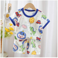 2024 pure cotton summer new children's clothing children's short-sleeved shorts suit boys and girls baby T-shirt  Blue