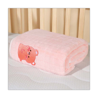 Toalla de baño para recién nacido, toalla de baño absorbente súper suave para niños, manta con funda de toalla de secado rápido, terciopelo coral, espesa y sin pelusa  Rosado