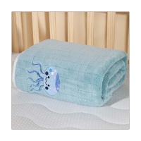 Toalla de baño para recién nacido, supersuave, absorbente, para baño de bebé, cubierta de toalla de secado rápido, manta gruesa de lana coral sin pelusa  Azul