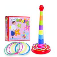 Juego de torre de anillo de juguete para padres e hijos, juego interactivo, anillo de lanzamiento, anillo para niños, puesto de piso creativo Jenga, nuevo estilo  Multicolor