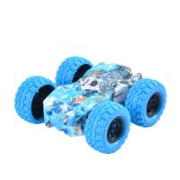 Children's four-wheel drive inertial double-sided graffiti off-road vehicle simulation off-road boy gift stunt model anti-fall toy  Blue