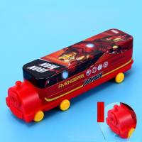 Disney Spiderman Tinplate Stationery Box Train Car Bus Mickey Children's Pencil Case Boys Girls  Red