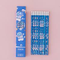 10 pieces of HB cartoon pencils for primary school students  Blue