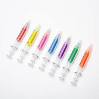 Syringe-shaped ballpoint pen, highlighter, cute and creative stationery  Multicolor