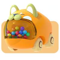 Baby talking and moving inertia car with hand rattle infant and toddler early education puzzle running boy cross-border toy  Yellow