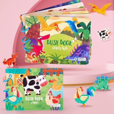 Cross-border children's early education enlightenment animals quiet busybook paste book educational toys repeated stickers busy book