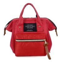 حقيبة الأم الصغيرة ذات الألوان المتباينة والخياطة العصرية وحقيبة يد كاجوال بسيطة بسحاب للتنقل على الكتف  أحمر