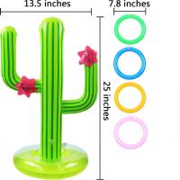 Cross-border spot PVC inflatable cactus ring potted toy inflatable cactus water throwing ring  Green