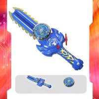 Sword Chong Gyro Toy Glowing Interactive Paire Combat Alliage Gyro Sword-Shaped Launcher  Bleu