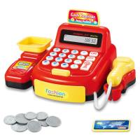 Tongzhe children's cash register toys boys and girls play house sound and light toys simulate scanner supermarket can calculate  Hot Pink