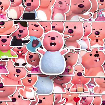 50 pegatinas decorativas de grafiti de rubíes de pequeño castor rosa de dibujos animados personalizados locos