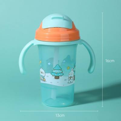 Baby holding learning drinking cup, baby duckbill cup with straw, anti-fall, anti-choking, anti-leakage, anti-fall, anti-fall, children's water cup