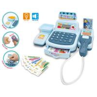 Children's pretend cash register toys, simulated supermarket cash register set, early childhood enlightenment educational toys  Blue