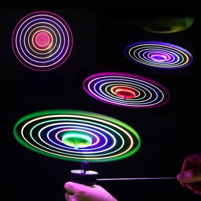 Colorful luminous flying saucer pull line flying saucer children's outdoor toy