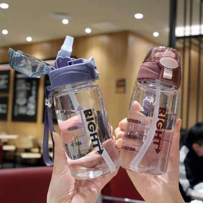Summer fashion water cup simple English letters high-value straw cup student outdoor convenient transparent direct drinking cup