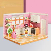Children's insert puzzle three-dimensional 3D model hand-assembled house girl educational early education toys creative gift  Multicolor