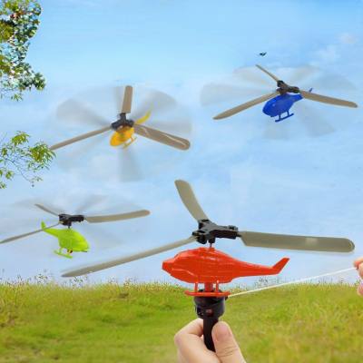 Children's handle pull-wire powered helicopter pull-wire helicopter outdoor bamboo dragonfly small aircraft