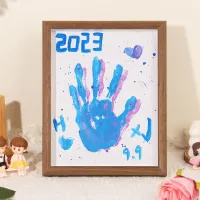 Best friend gift couple handprint baby homemade table photo frame hand mask palm print oil painting DIY couple  Multicolor