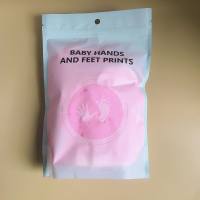 Barro con sello de manos y pies para bebé, bolsa de 100g, barro con sello manual de 170g, barro con huella azul y rosa, recuerdo para recién nacido  Rosado