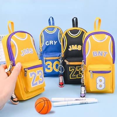 Large-capacity star school bag pencil bag high-value boys primary and secondary school students personalized pencil bag double-layer canvas stationery bag