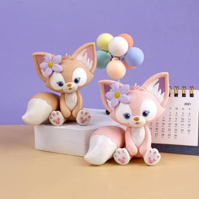 Lingna Belle Little Fox Decoração de Bolo Enfeites de PVC Boneca de Desenho Animado Boneca de Carro Lingna Decoração de Casa